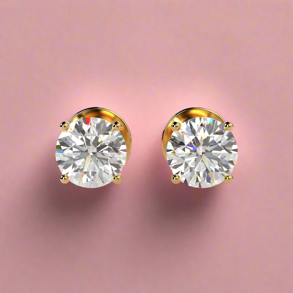 Round Lab Grown Diamond Each 4 Prong Diamond Studs