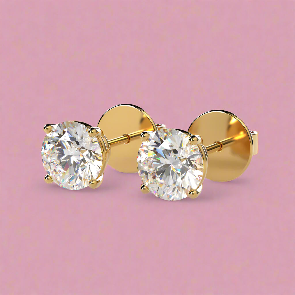 Round Lab Grown Diamond Each 4 Prong Diamond Studs