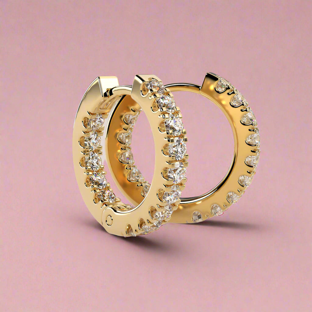 Round 2.65CT Lab Grown Diamond Hoop Earrings