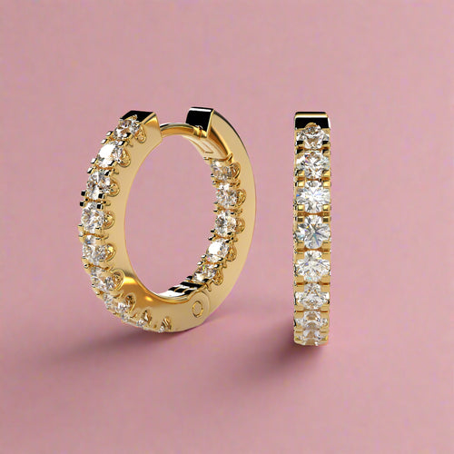 Round 2.65CT Lab Grown Diamond Hoop Earrings