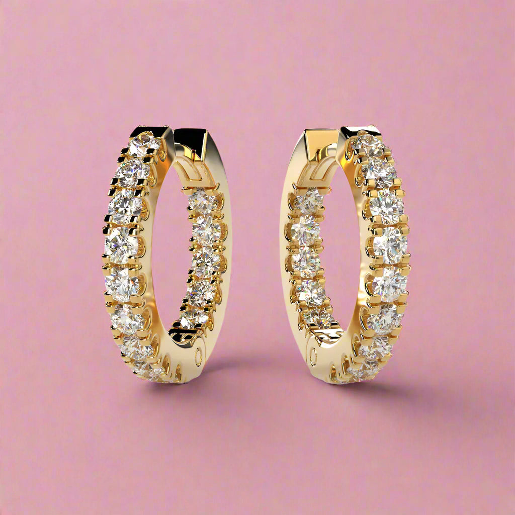 Round 2.65CT Lab Grown Diamond Hoop Earrings