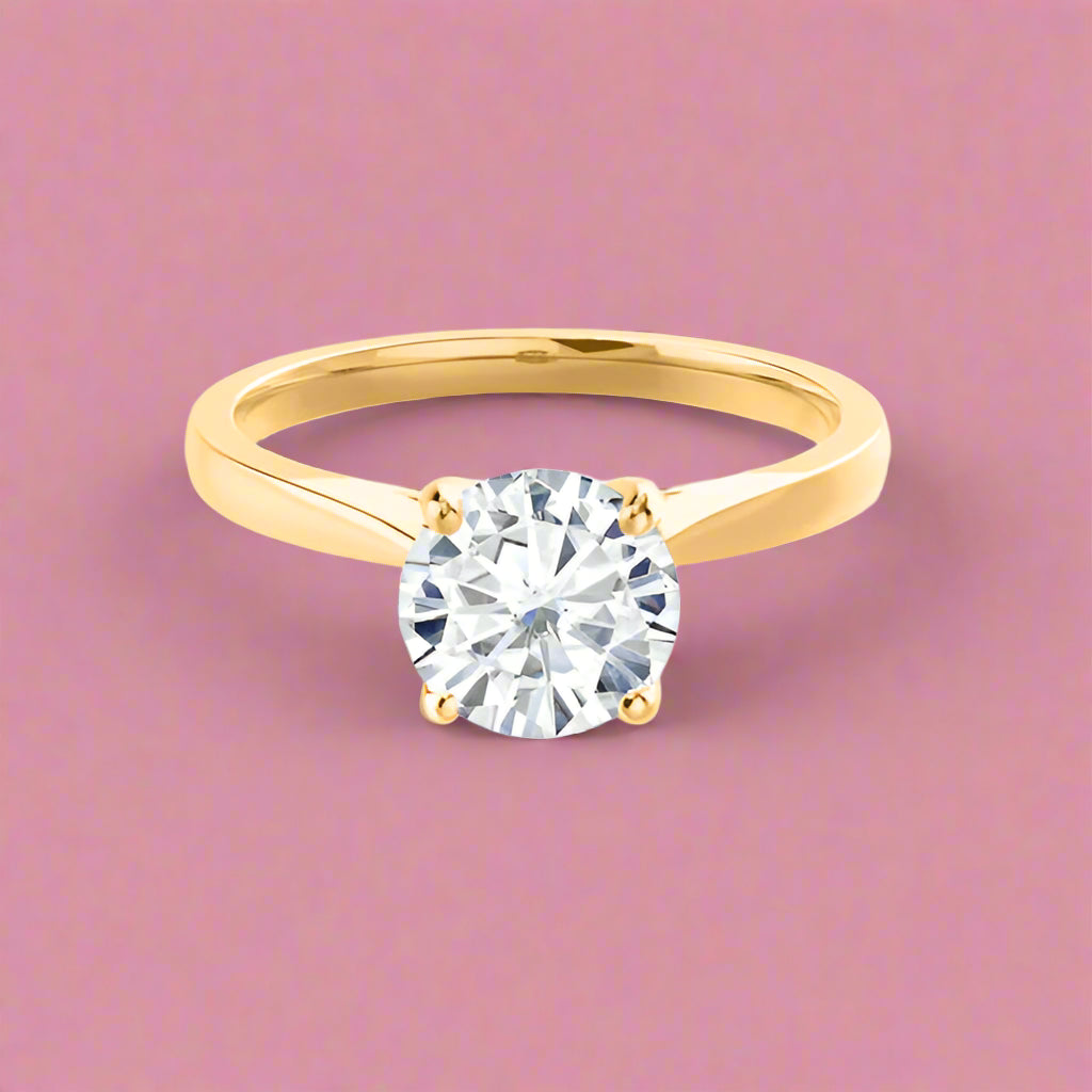 Round Lab Diamond Cathedral Ring