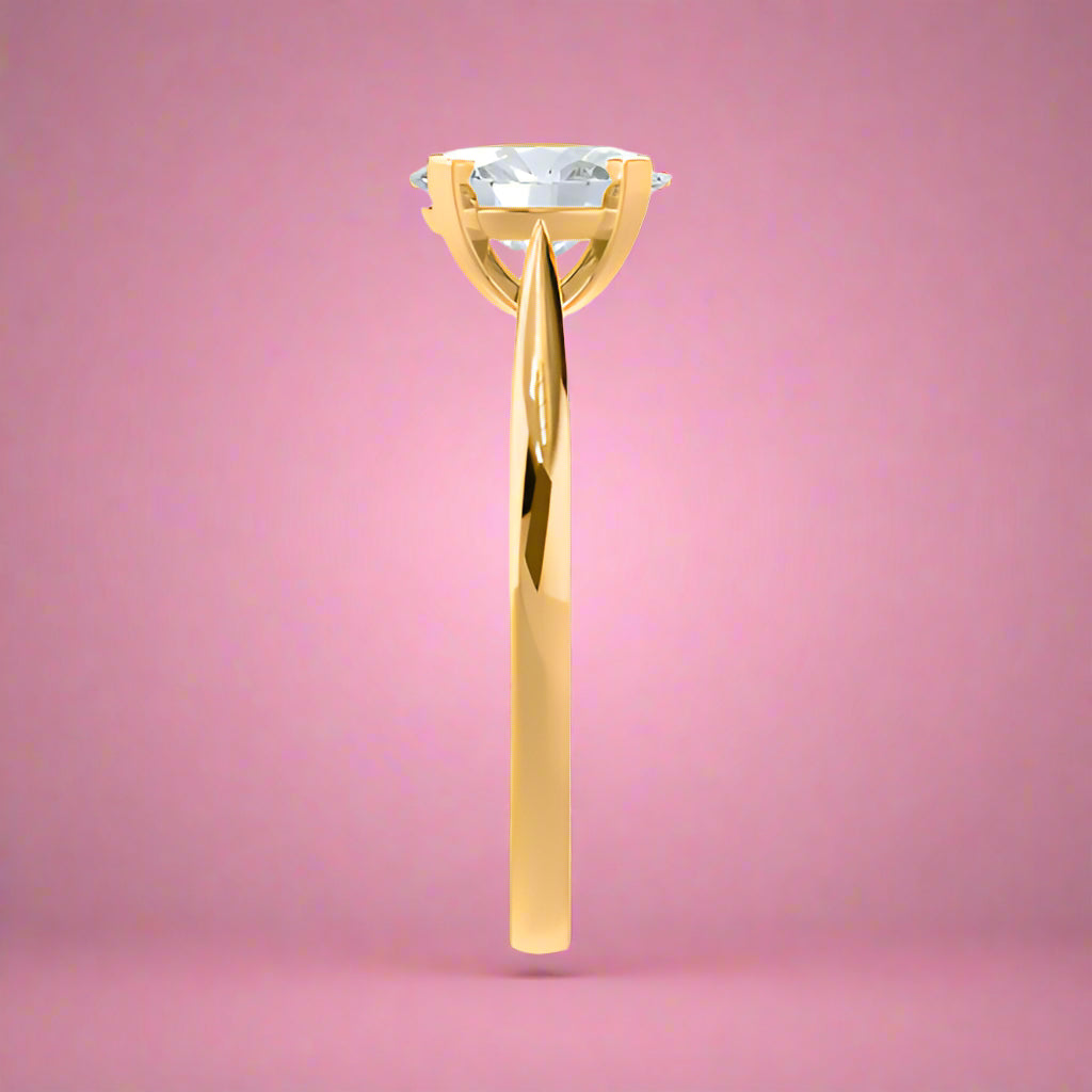 Round Lab Diamond Cathedral Ring