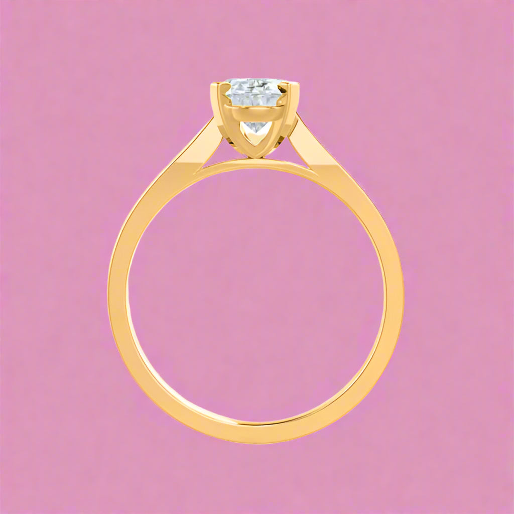 Round Lab Diamond Cathedral Ring