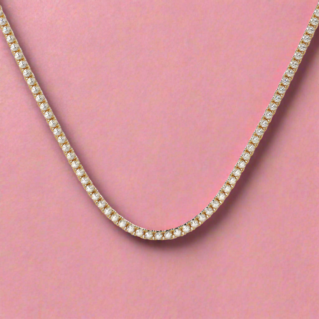 Round Lab Grown Tennis Necklace