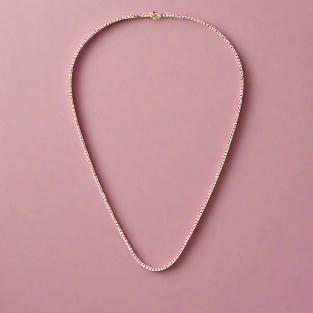 Round Lab Grown Tennis Necklace